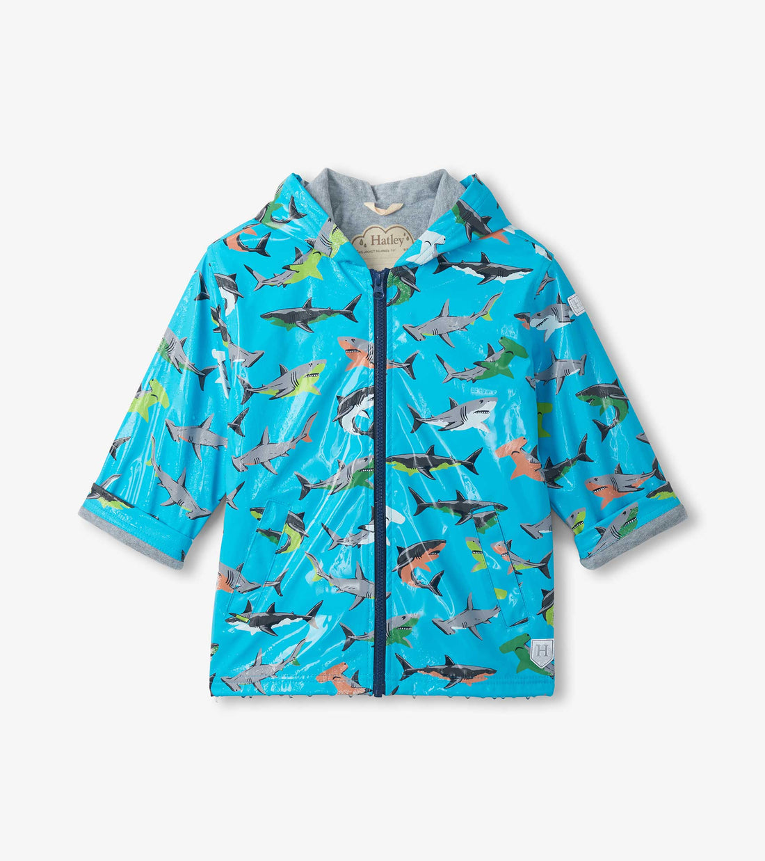 Color Changing Rain Jacket - Shark Party