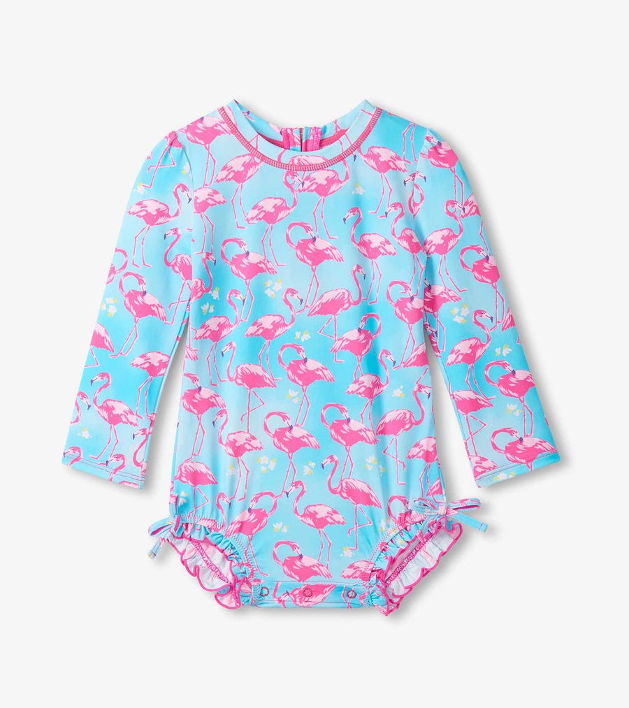 Whimsical Flamingos Baby Rashguard Swimsuit