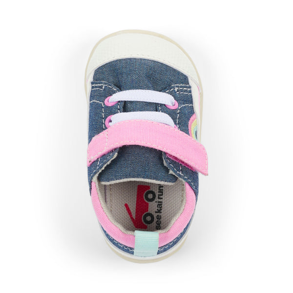Stevie (First Walker) - Chambray/Pink