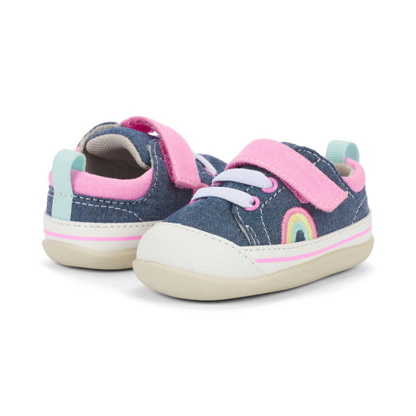 Stevie (First Walker) - Chambray/Pink