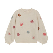 Pullover Knit Sweater - Sandshell Flower