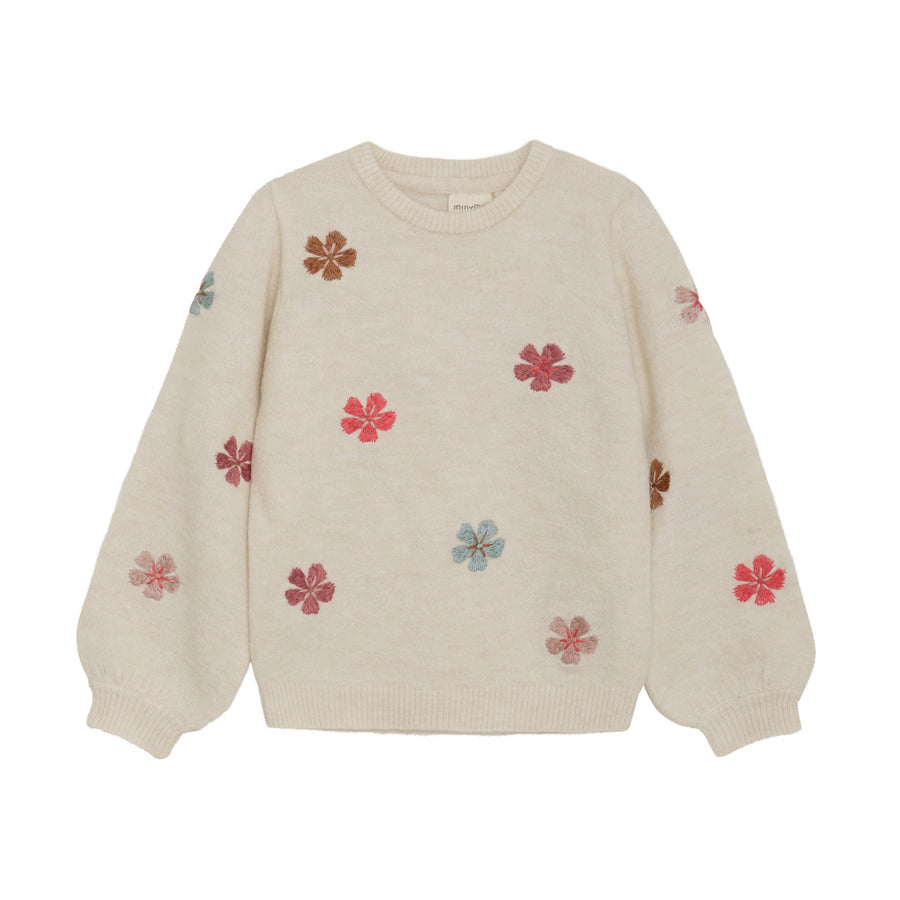 Pullover Knit Sweater - Sandshell Flower