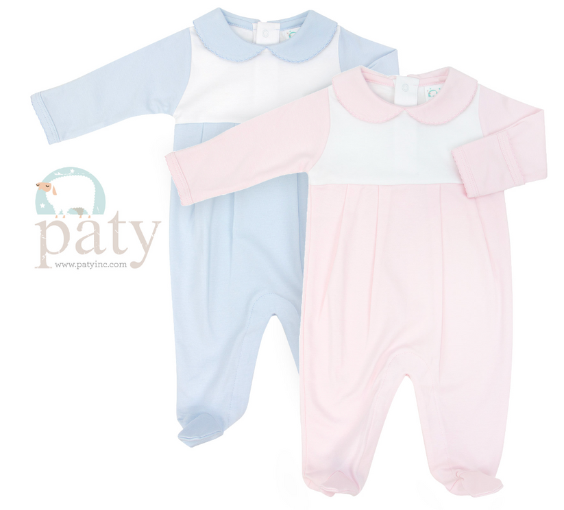 Pima Colorblock Footie - Pink/White