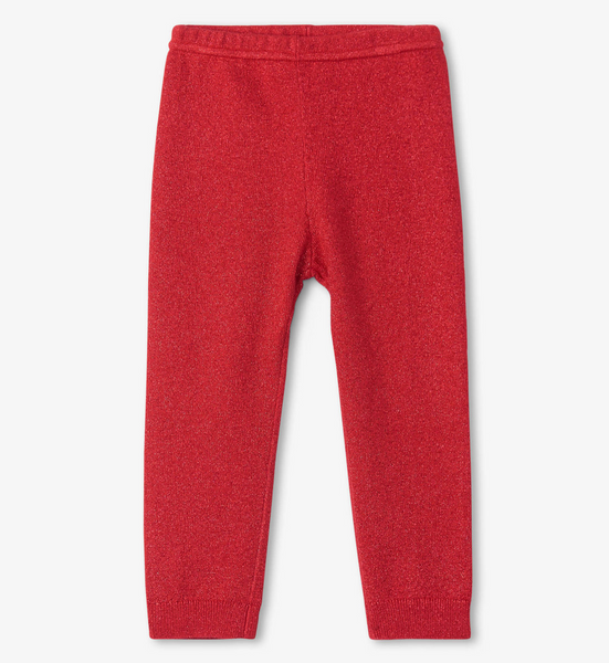 Red Shimmer Cable Knit Leggings
