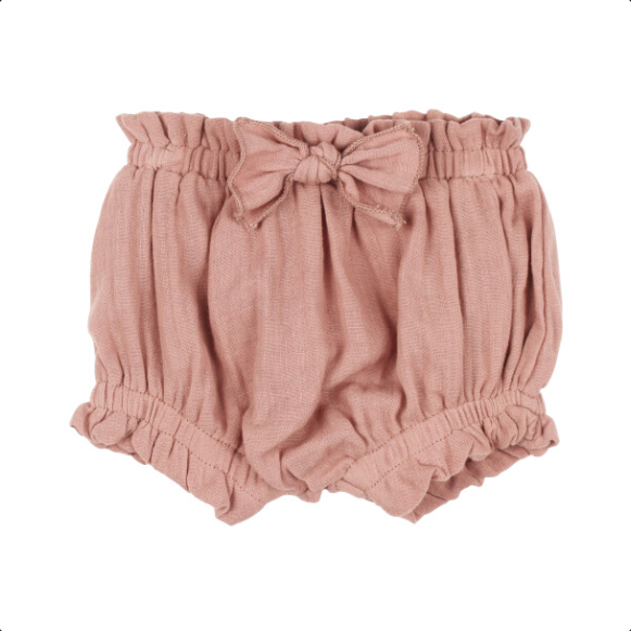 Organic Muslin Ruffle Bloomer - Desert Rose