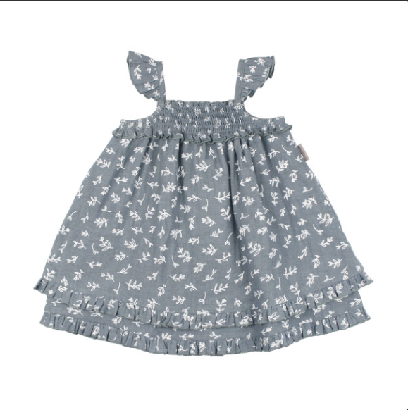 Kids' Organic Muslin Summer Dress - Twilight Leaves