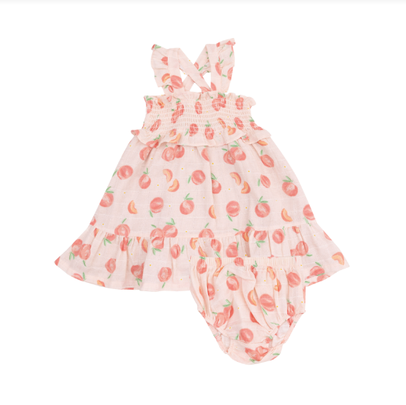 Smocked Ruffle Sundress and Diaper Cover - Sweet Peach