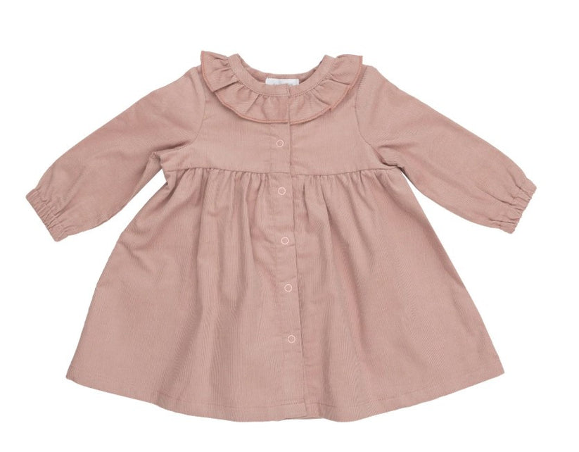 Ruffle Neck Dress - Cord Misty Rose