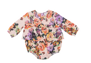 Smocked Long Sleeve Bubble with Skirt - Autumn Rose