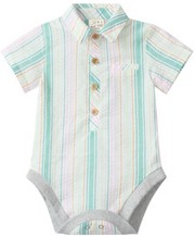 Helford Woven Onesie - Green and Gold Stripe