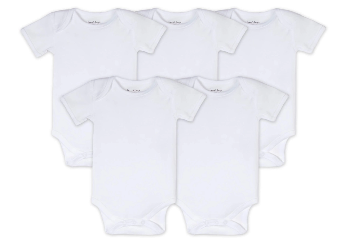 Bee Essentials Solid Short Sleeve Bodysuits Set of 5 - Cloud