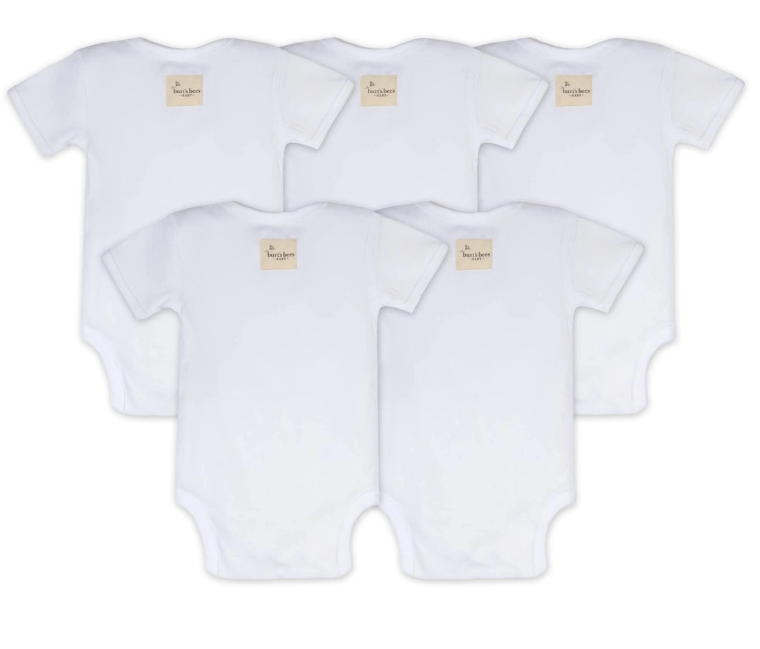 Bee Essentials Solid Short Sleeve Bodysuits Set of 5 - Cloud