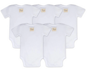 Bee Essentials Solid Short Sleeve Bodysuits Set of 5 - Cloud