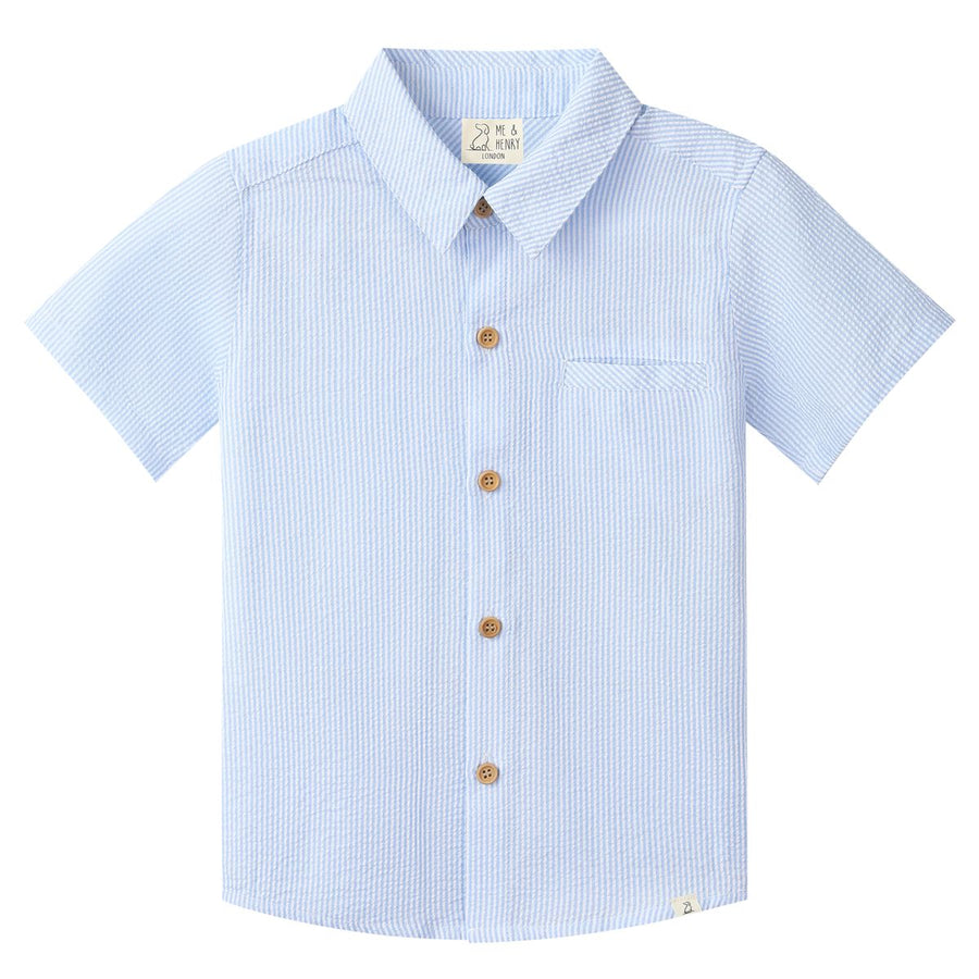 Newport Woven Shirt - Pale Blue Seersucker
