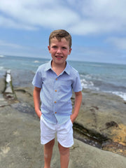 Newport Woven Shirt - Pale Blue Seersucker