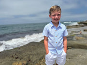 Newport Woven Shirt - Pale Blue Seersucker