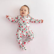 Bamboo Zippered Footie - Strawberry Fields