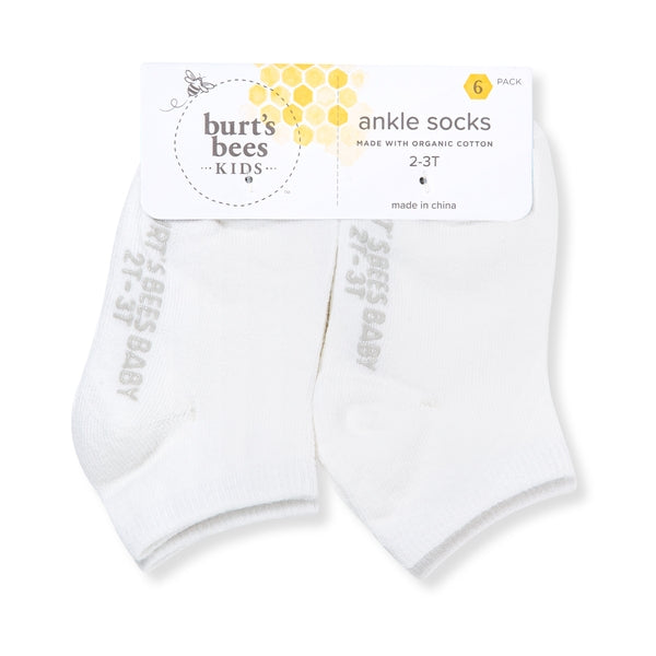 6 Pack Organic Cotton Ankle Socks - Cloud