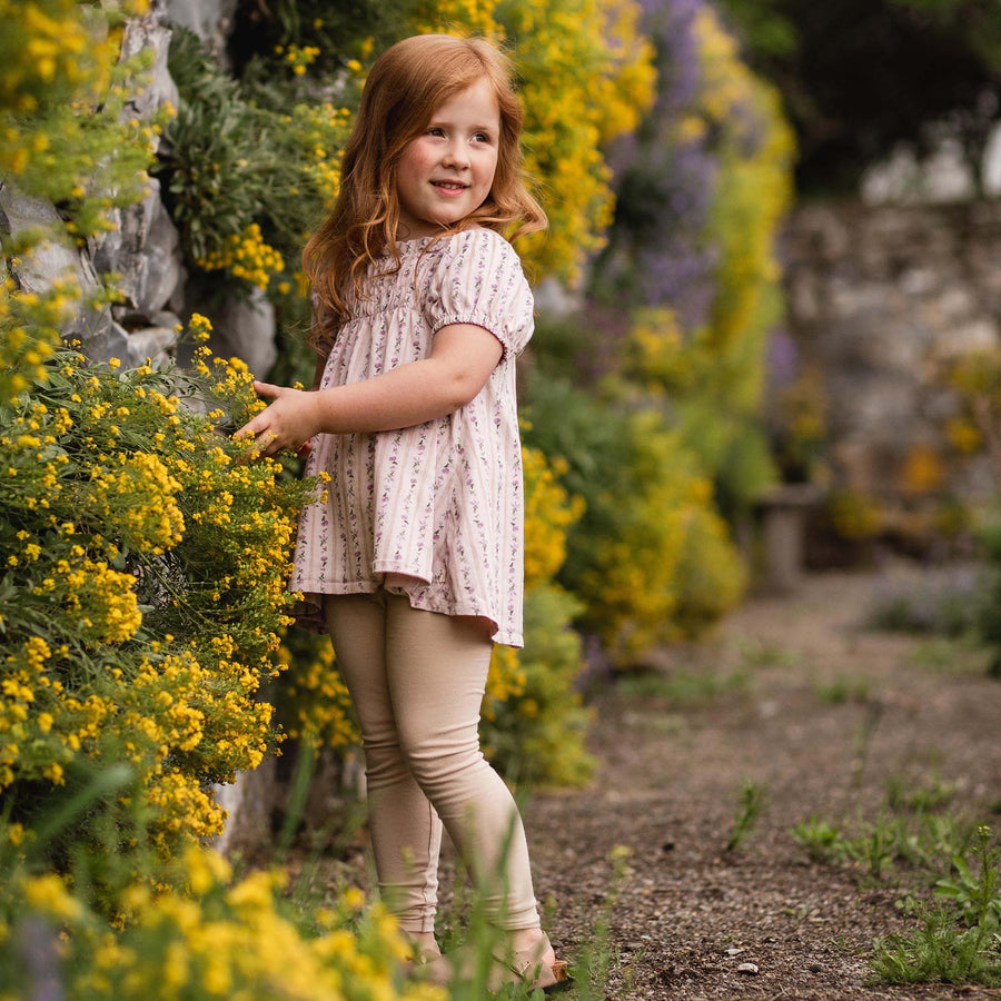 Organic Cotton Farmhouse Floral Tunic Set - Soft Violet
