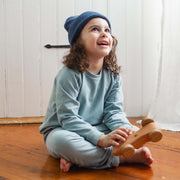 Organic Cotton Seamed Sweatshirt Set - Mountain Blue