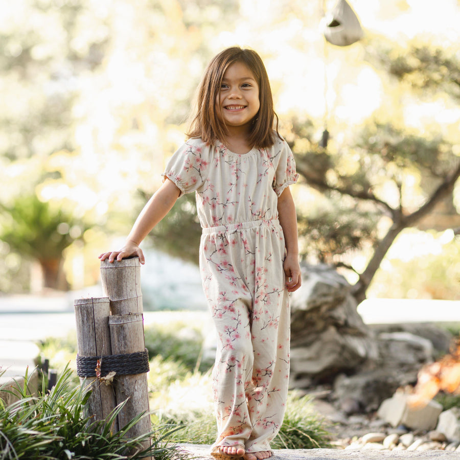 Cherry Blossoms Organic Cotton Girl Jumpsuit