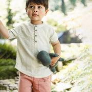 Seersucker Boy Shirt & Short Set - Green Wash