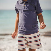 Blue Polo Tee & Stripe Shorts Set