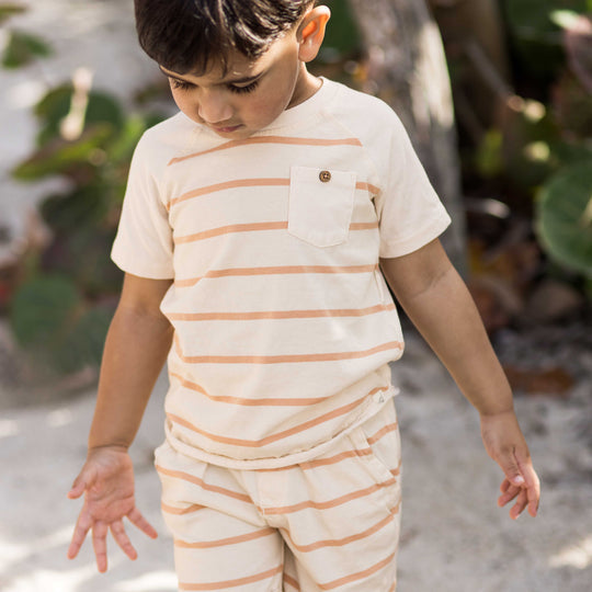 Organic Cotton Basic Stripe Tee & Shorts Set