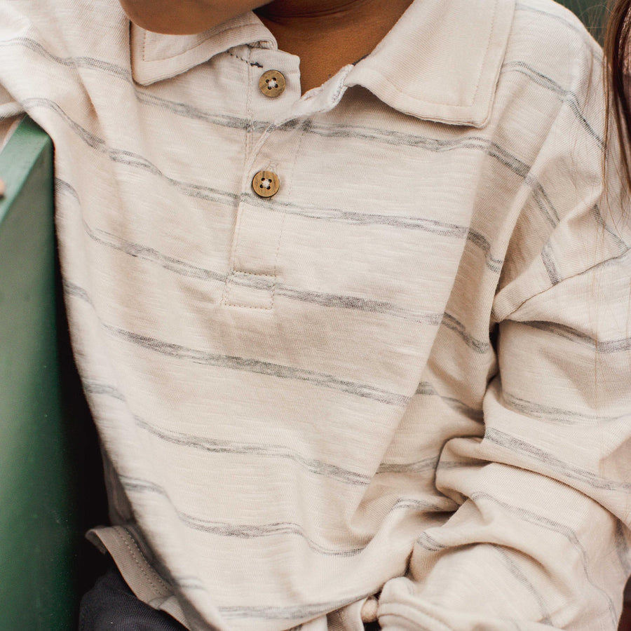 Organic Cotton Polo Long Sleeve Tee Set - Pale Oak Wood