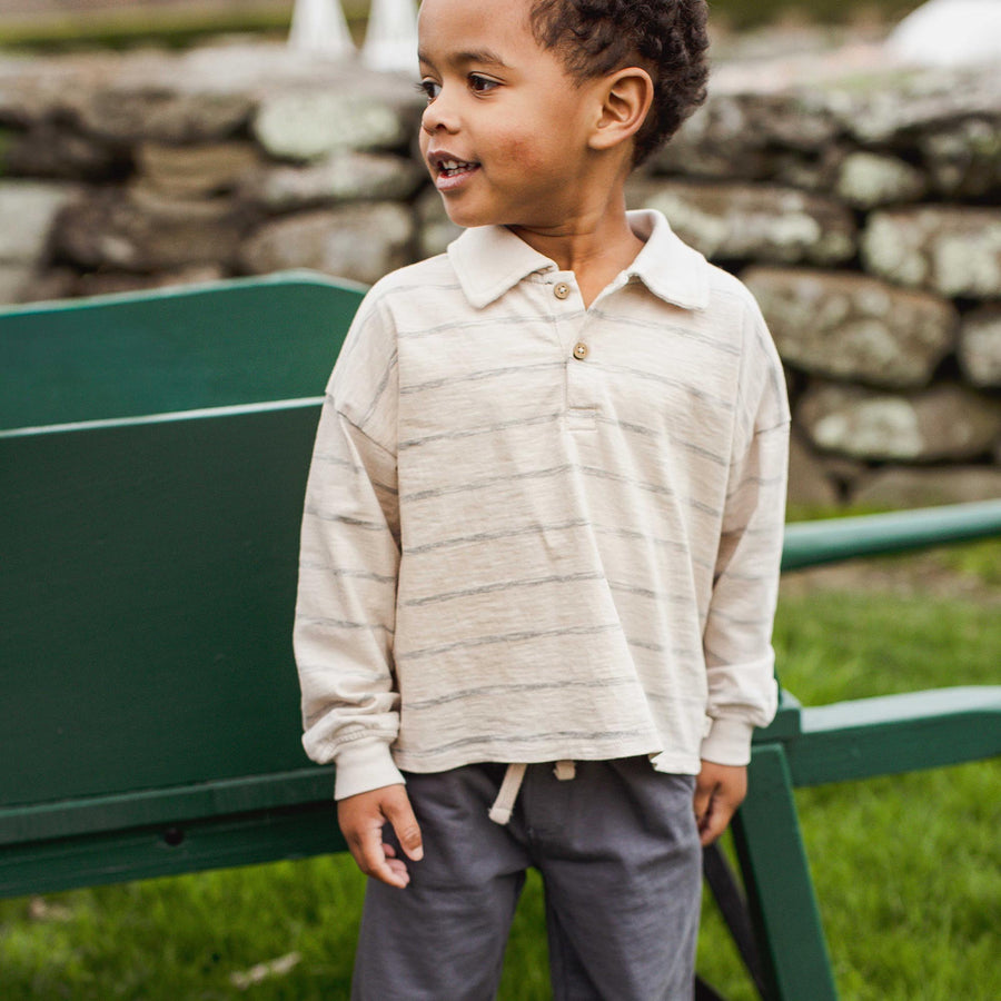 Organic Cotton Polo Long Sleeve Tee Set - Pale Oak Wood