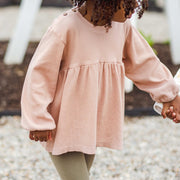 Organic Cotton Button Neck Tunic - Pink Feldspar