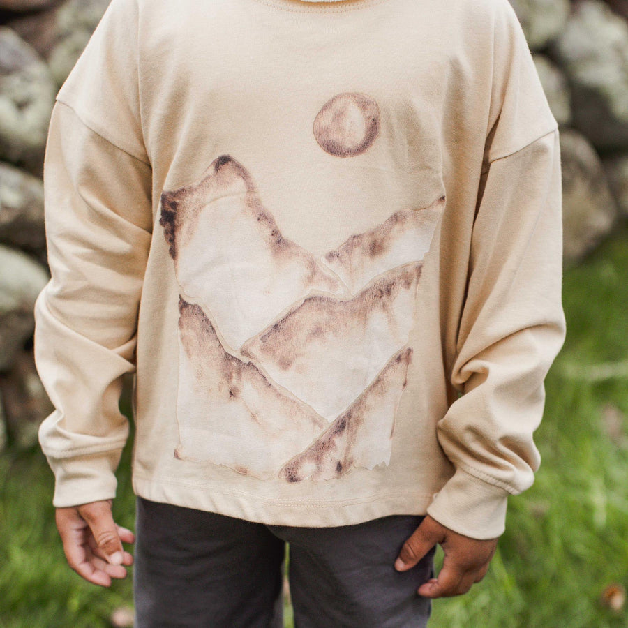 Organic Cotton  Mountains Long Sleeve Shirt - Semolina