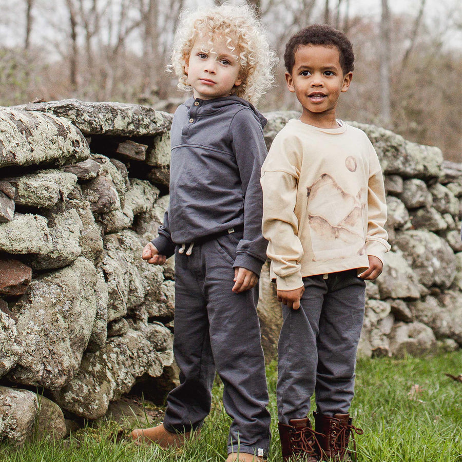 Organic Cotton  Mountains Long Sleeve Shirt - Semolina