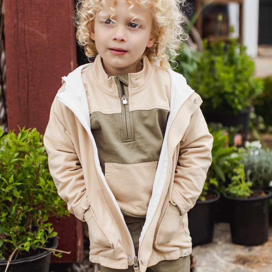 Organic Cotton Quarter Zip Collar Sweatshirt Set - Serpentine