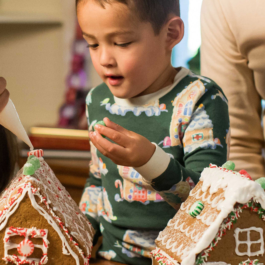 Organic Cotton 2-Piece PJ Set - Gingerbread Houses