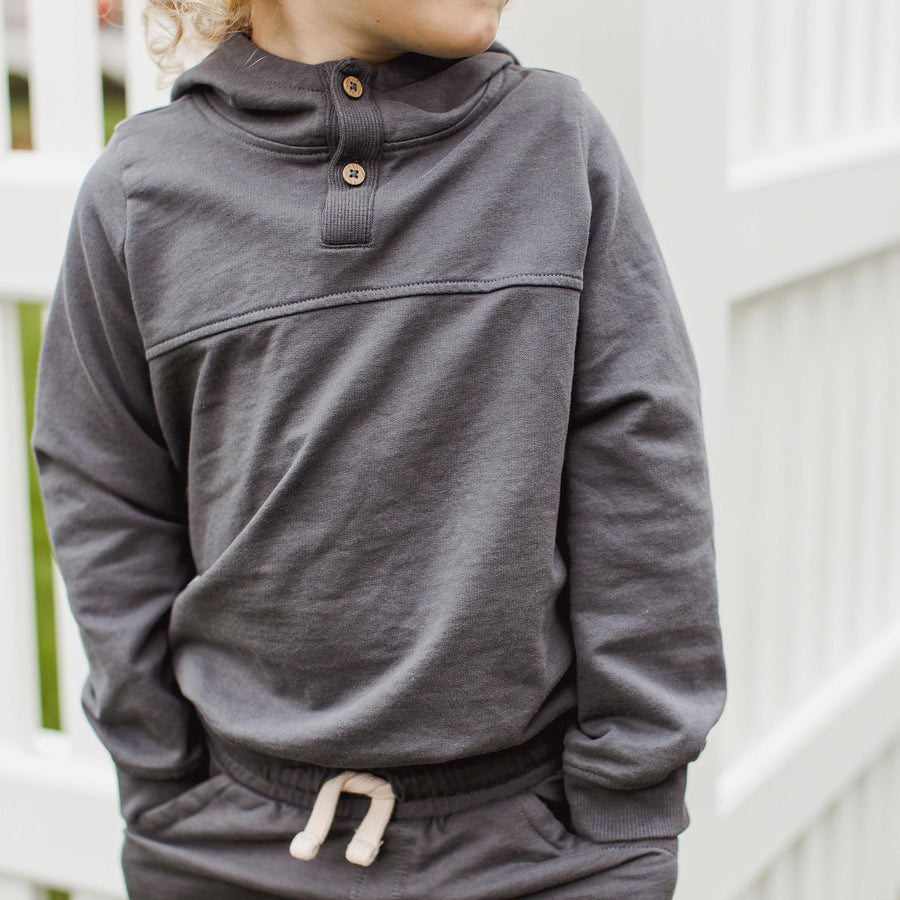 Organic Cotton Button Placket Hoodie