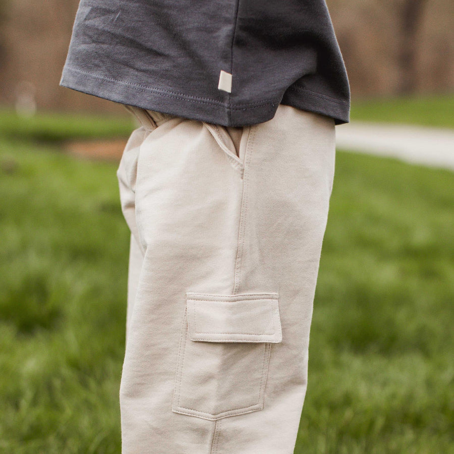 Organic Cotton  Wide Leg Cargo Pants - Pale Oak Wood