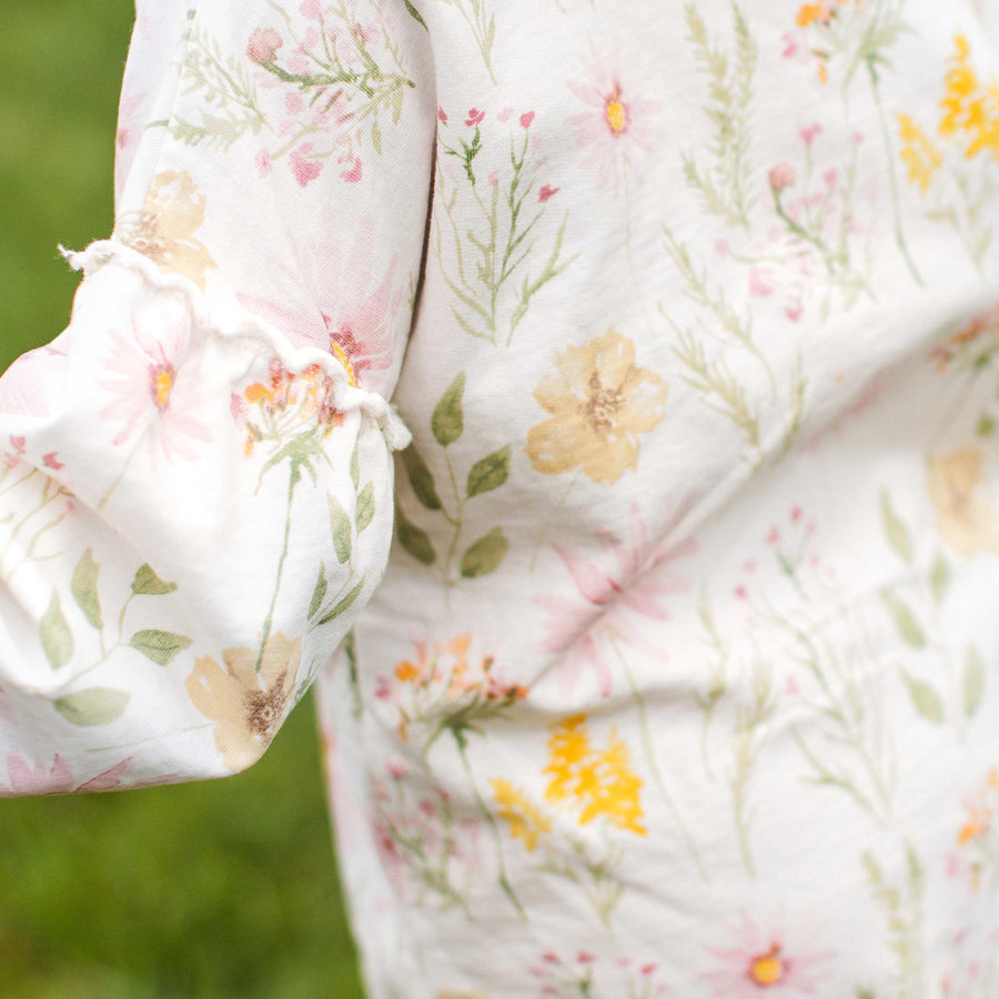 Organic Cotton Wild Floral Sweatshirt Set - Eggshell
