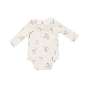 Peter Pan Collar Bodysuit - Ribbed Wispy Floral