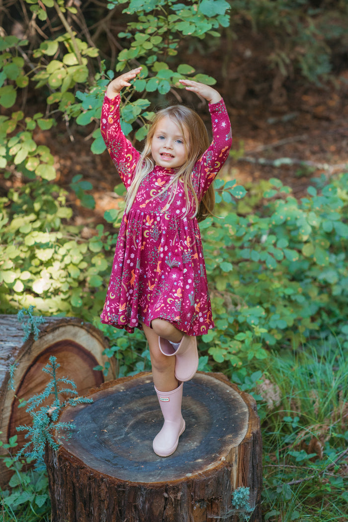 Bamboo Blend Long Sleeve Twirl Dress - Woodland Dreams