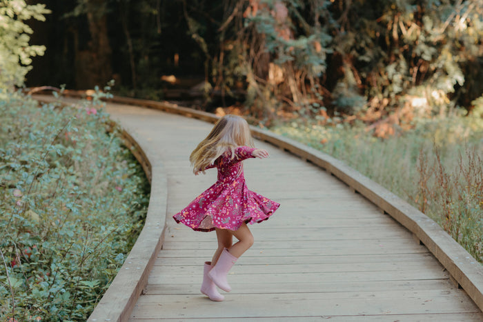 Bamboo Blend Long Sleeve Twirl Dress - Woodland Dreams