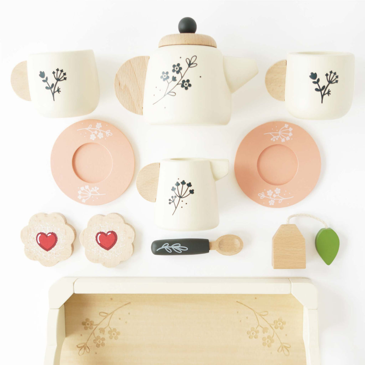 Eco-Friendly Wooden Tea Set & Tray
