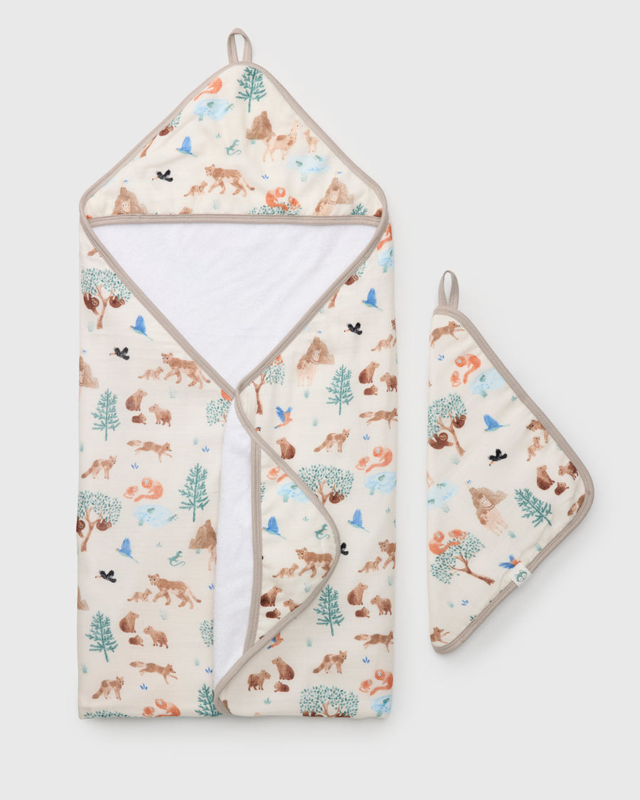 Muslin Hooded Towel Set - Llama Adventures