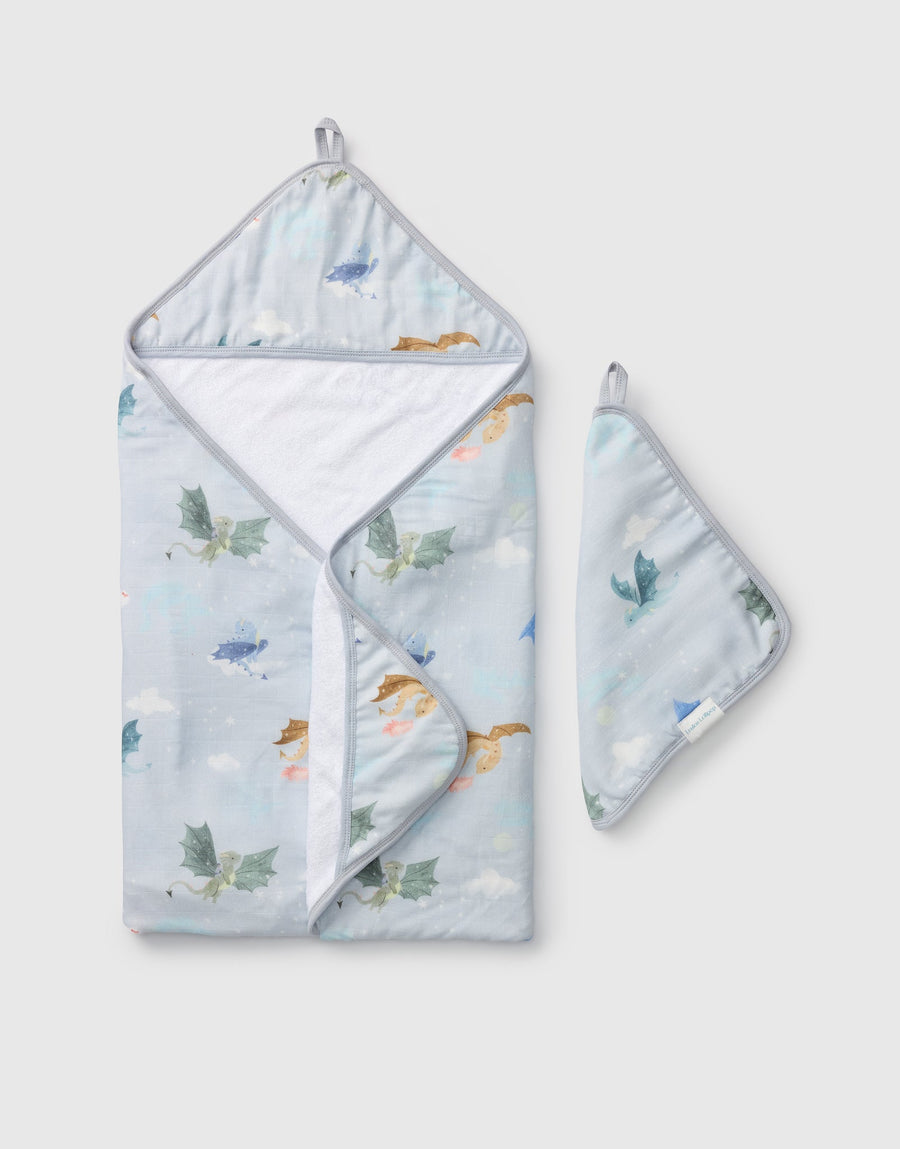Muslin Hooded Towel Set - Magical Dragons
