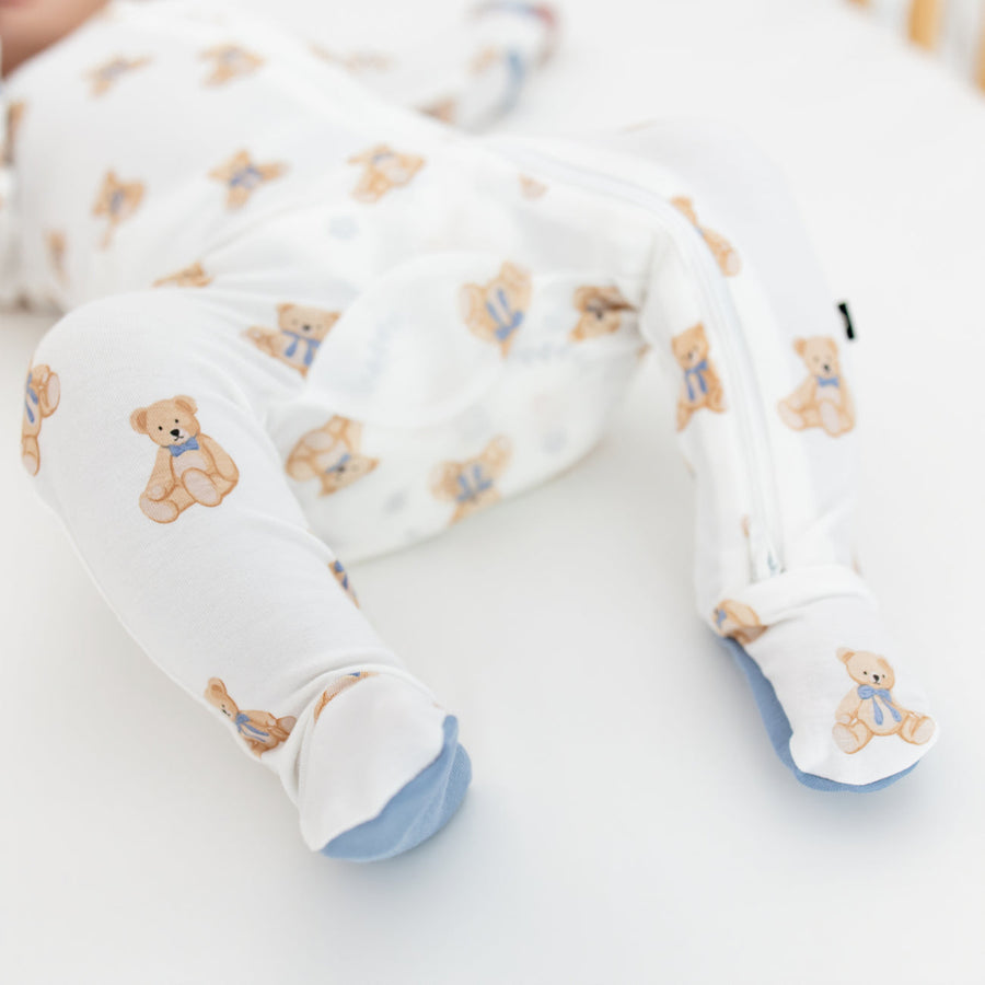 Bamboo Zippered Footie - Teddy Bear