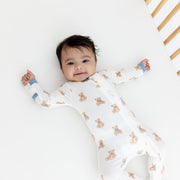 Bamboo Zippered Footie - Teddy Bear