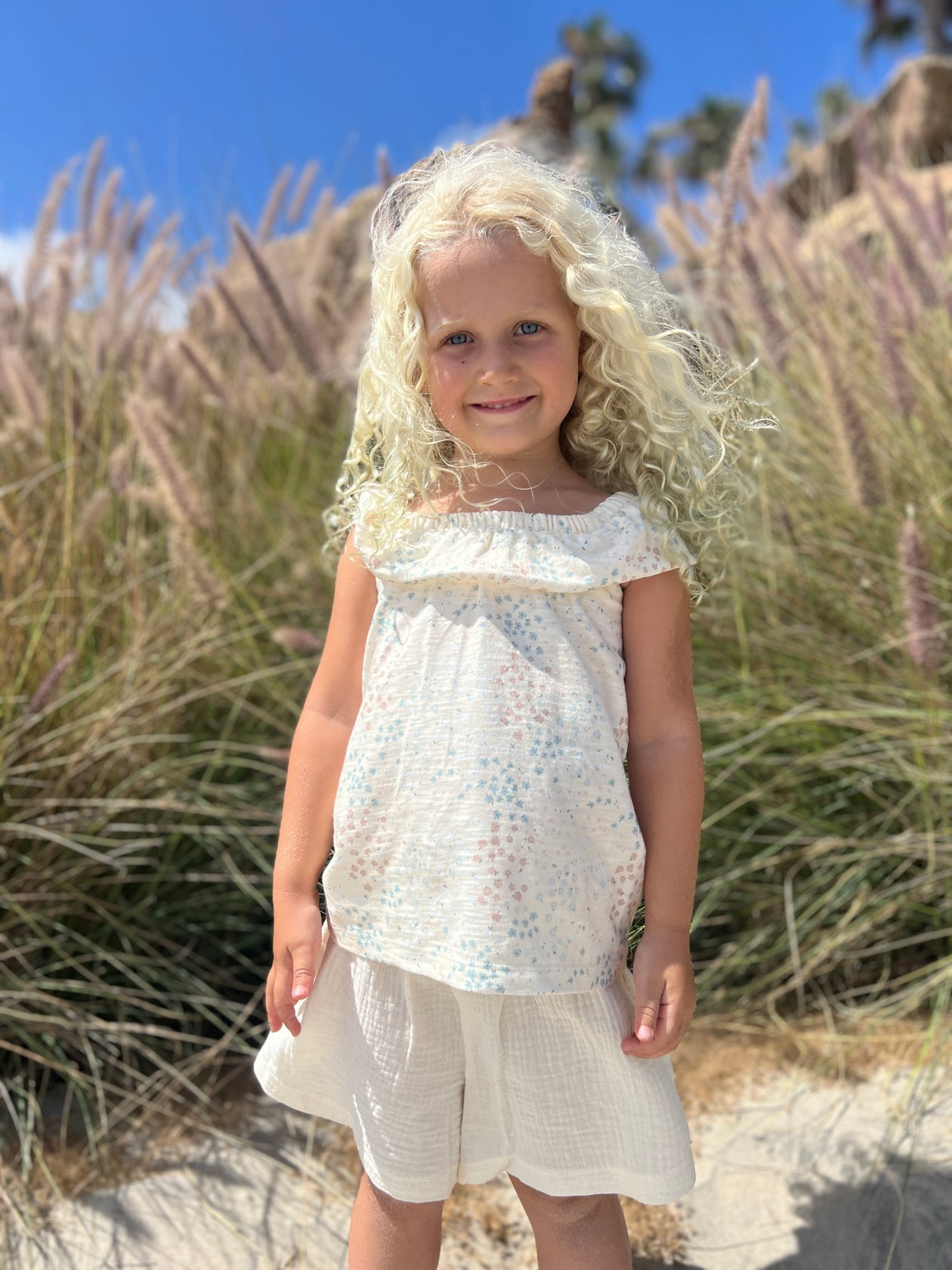 Zoe Top - Natural Spring Floral
