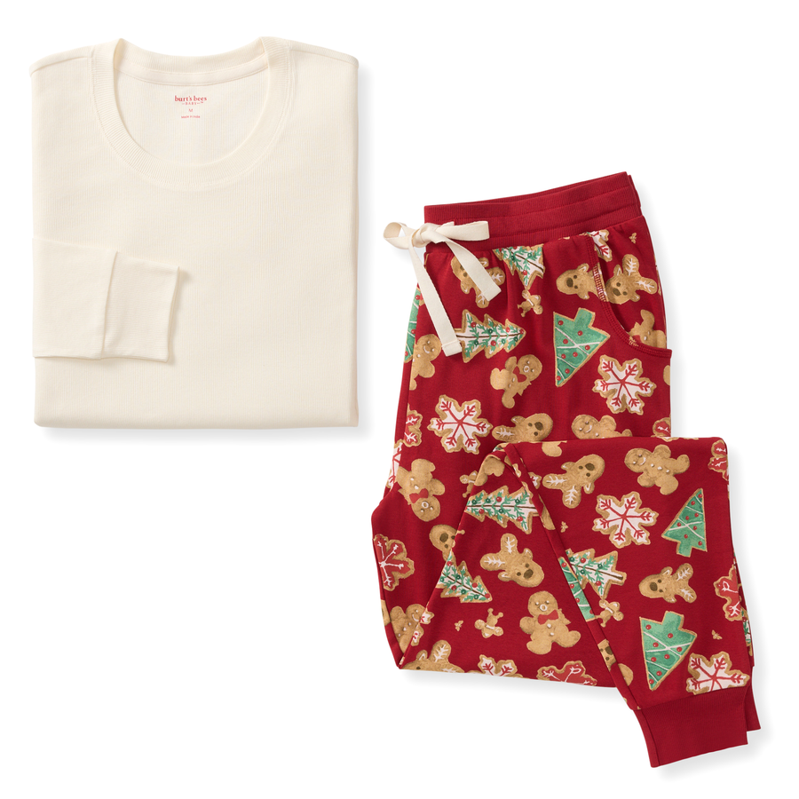 Women's Crew Neck Tee & Jogger Pant PJ Set - Gingerbread Bake