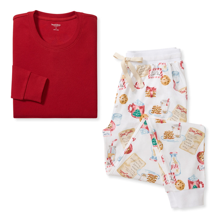 Women's Scoop Neck Tee & Pant PJ Set - Cookies for Santa