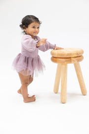 Long Sleeve Smocked Tutu Bubble - Dusty Lavender